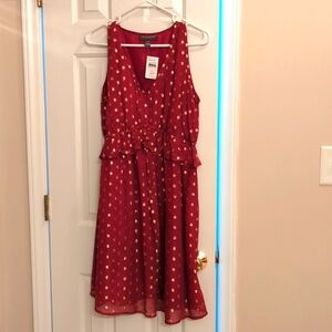 A Pea in the Pod Summer Sleeveless Magenta Gold Polka Dot Dress S/P